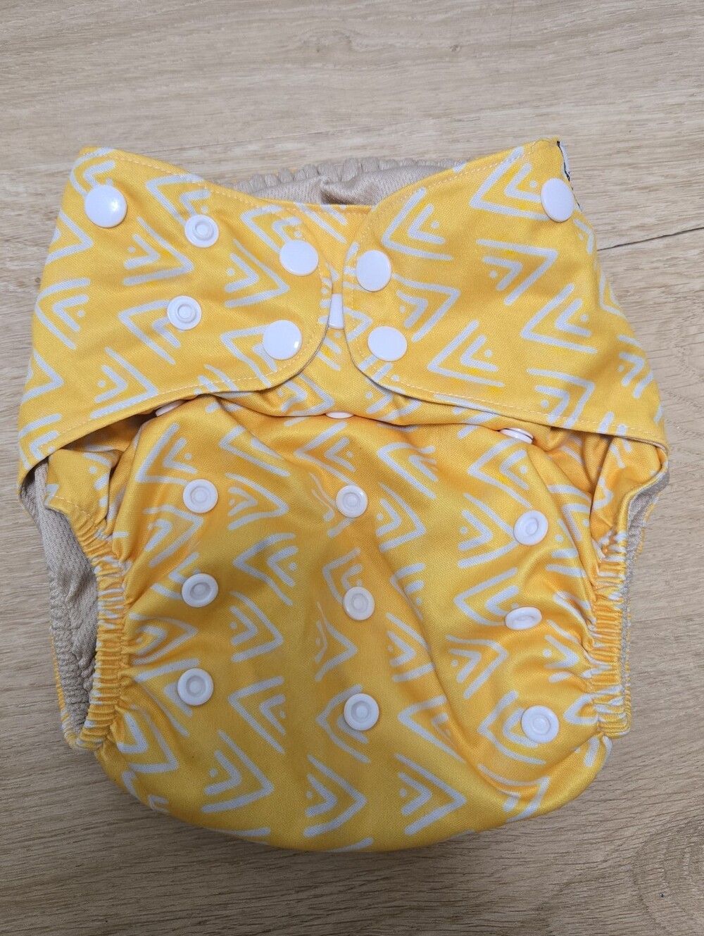 Texas tushies flex fit cloth diaper yellow geometric pattern